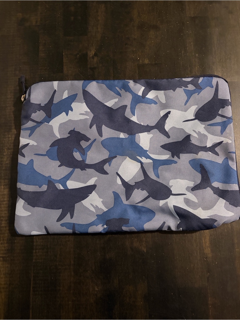 Pottery Barn Kids Gray & Blue Sharks Toiletry Large Zippered Pouch